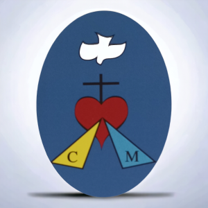 Naklejki z logo Wspólnoty MIMJ, 4,5 cm wys.