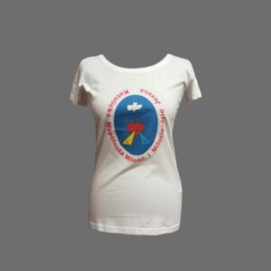 T-shirt w kolorze białym z logo wspólnoty