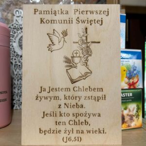 Drewniany obraz – Pamiątka Pierwszej Komunii Świętej