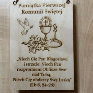 Drewniany obraz – Pamiątka Pierwszej Komunii Świętej