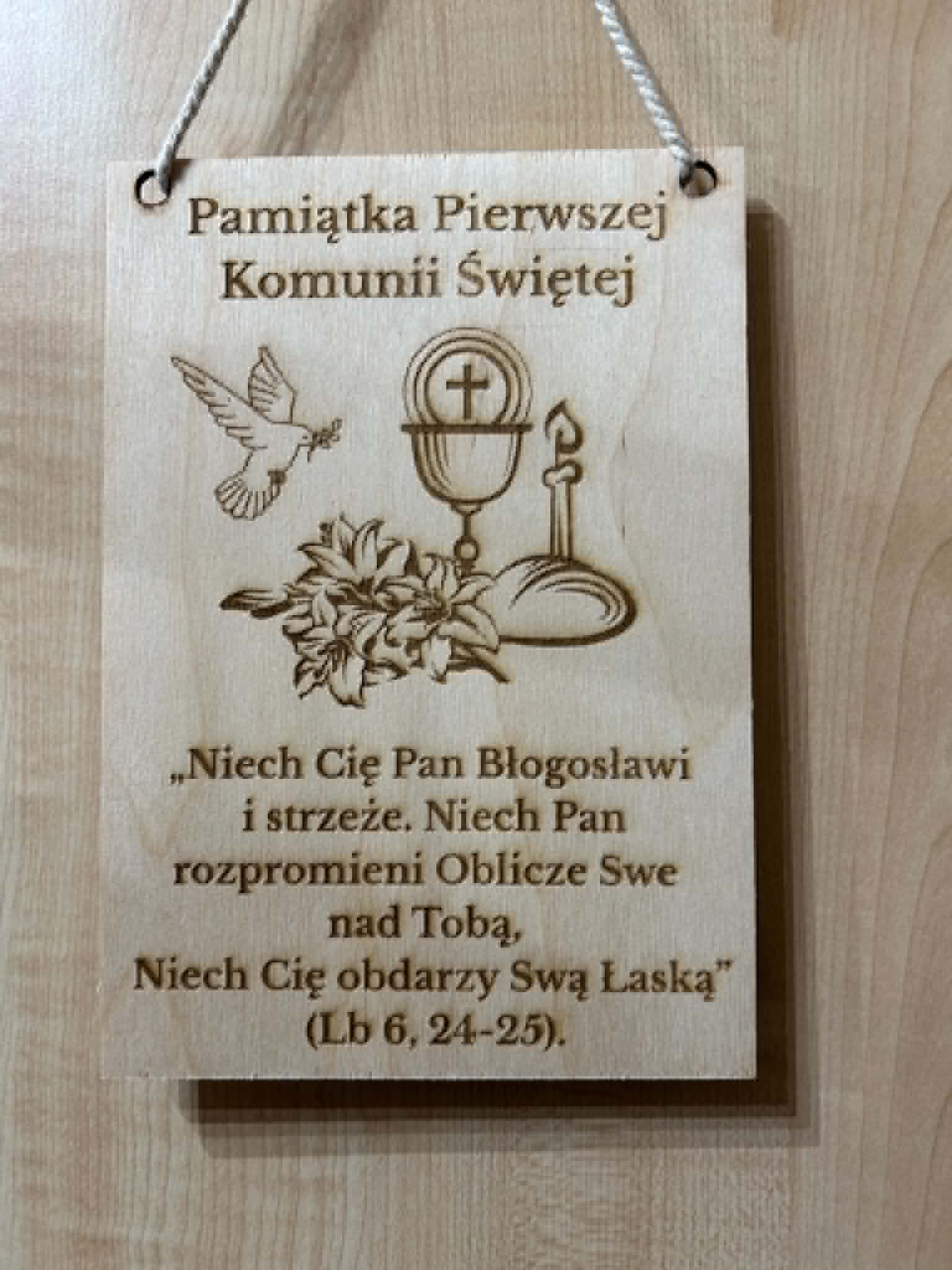 Drewniany obraz – Pamiątka Pierwszej Komunii Świętej
