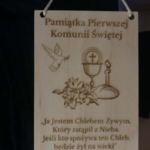 Obraz drewniany – Pamiątka Pierwszej Komunii Świętej