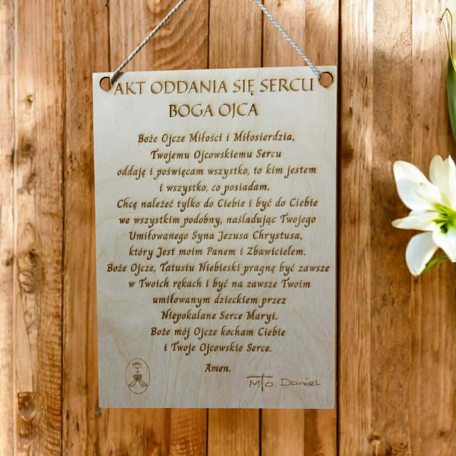 Drewniany obraz „Aktem Oddania Się Sercu Boga Ojca” – Katolicka Wspólnota MiMJ