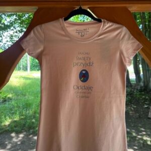 T-shirt damski "Duchu Święty Przyjdź" kolor jasnoróżowy