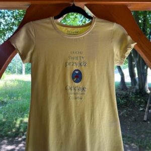 T-shirt damski "Duchu Święty Przyjdź" kolor jasnożółty