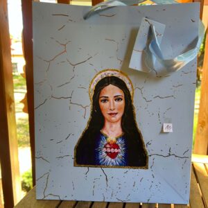 Duża Torebka Prezentowa „Niepokalane Serce Maryi” (Błękitno-Złota)