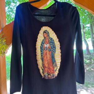 Koszulka damska z nadrukiem " Matka Boża z Guadalupe" - kolor czarny