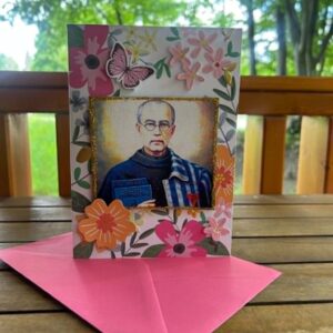 Kartka okolicznościowa z Świętym  Maksymilianem Marii Kolbe i kopertą