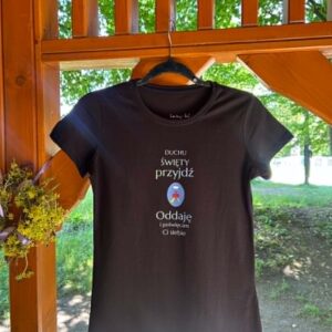 T-shirt damski "Duchu Święty Przyjdź" kolor czarny