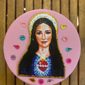 Okrągłe Pudełko Prezentowe „Niepokalane Serce Maryi” (Różowe)