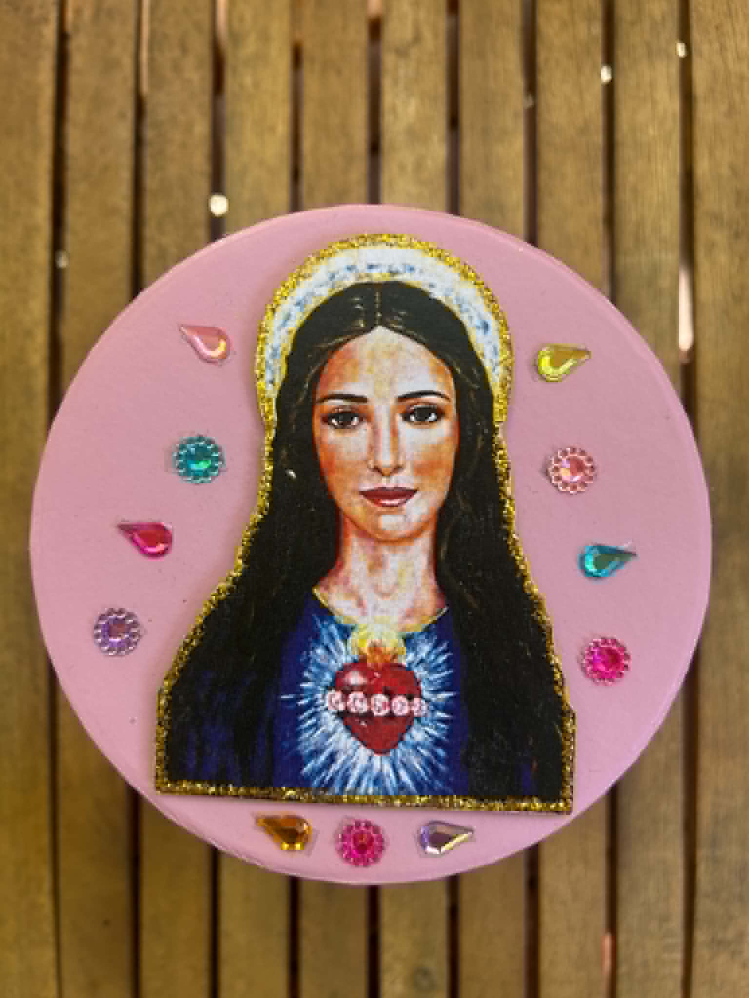 Okrągłe Pudełko Prezentowe „Niepokalane Serce Maryi” (Różowe)