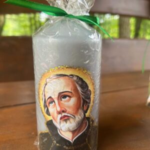 Świeca Parafinowa ze Świętym Andrzejem Bobolą (Szara)