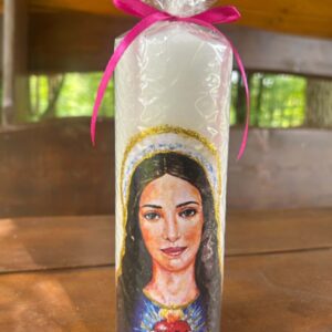 Średnia świeca ozdobna z wizerunkiem Niepokalanego Serca Maryi