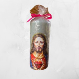 Świeca Parafinowa Najświętsze Serce Jezusa- szara