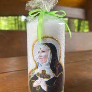 Świeca Parafinowa ze Świętą Ritą z Cascii (Biała)