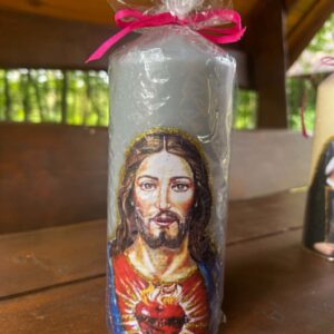 Świeca Parafinowa Najświętsze Serce Jezusa- szara