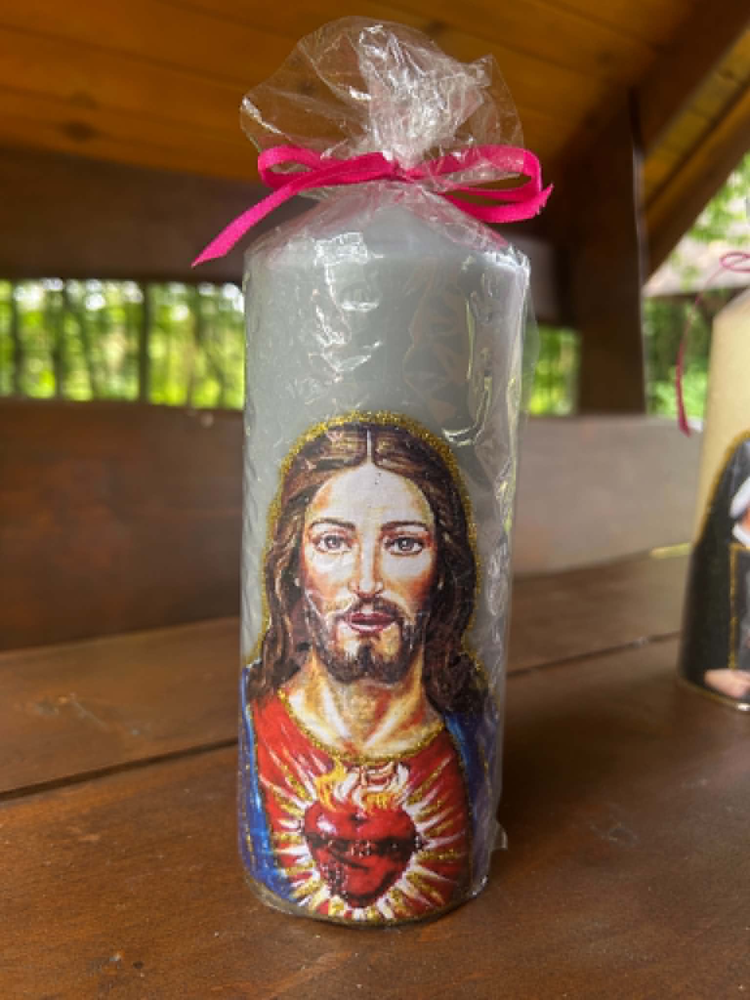 Świeca Parafinowa Najświętsze Serce Jezusa- szara